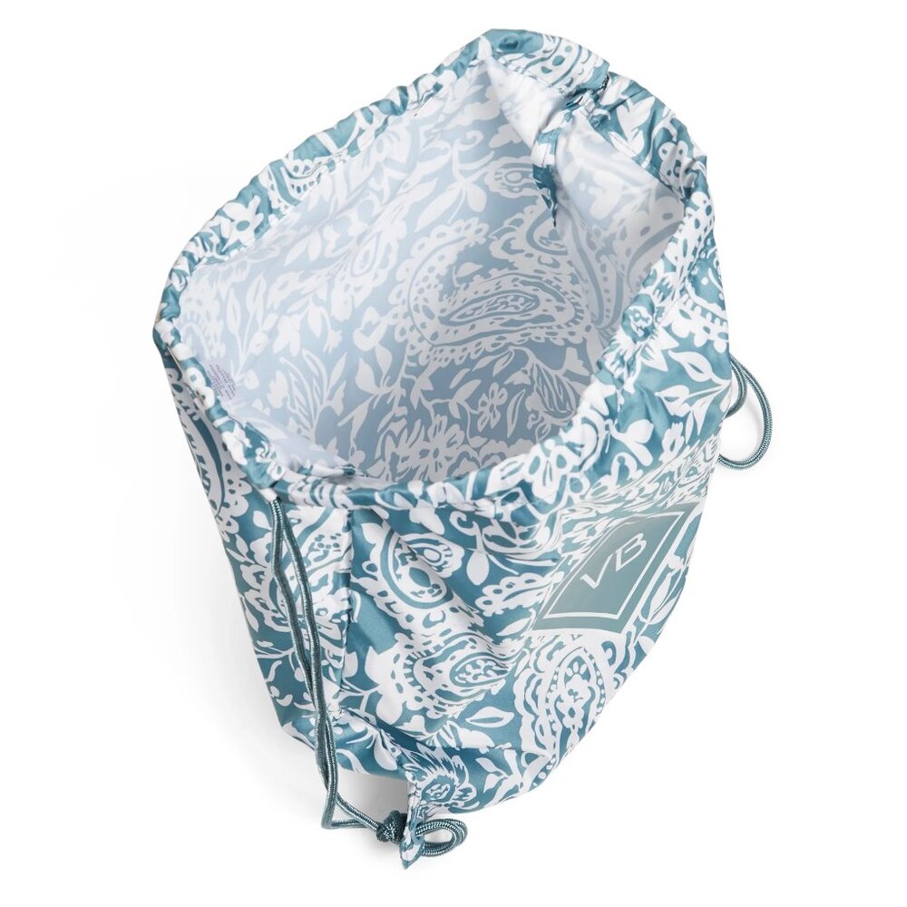 Vera Bradley Drawstring Backsack Large / Eden Paisley Blue /NWT - Picture 2 of 7